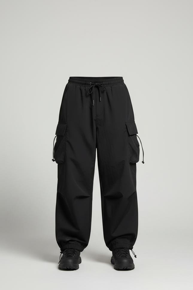 Pantalon Randonnée Noir Ample Cordon Streetwear Homme - Polyester - vue 3