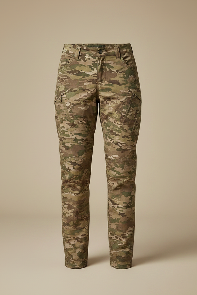 Pantalon Randonnée Camouflage Slim Imperméable Femme - Multicolore Polyester - vue 3