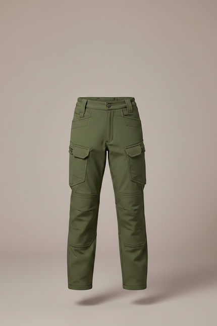 Pantalon Randonnée Vert Enfant Cargo Tactique Épais - Polyester - vue 3