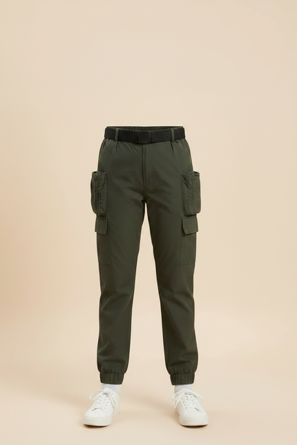 Pantalon Randonnée Kaki Cargo Enfant Coton - vue 3
