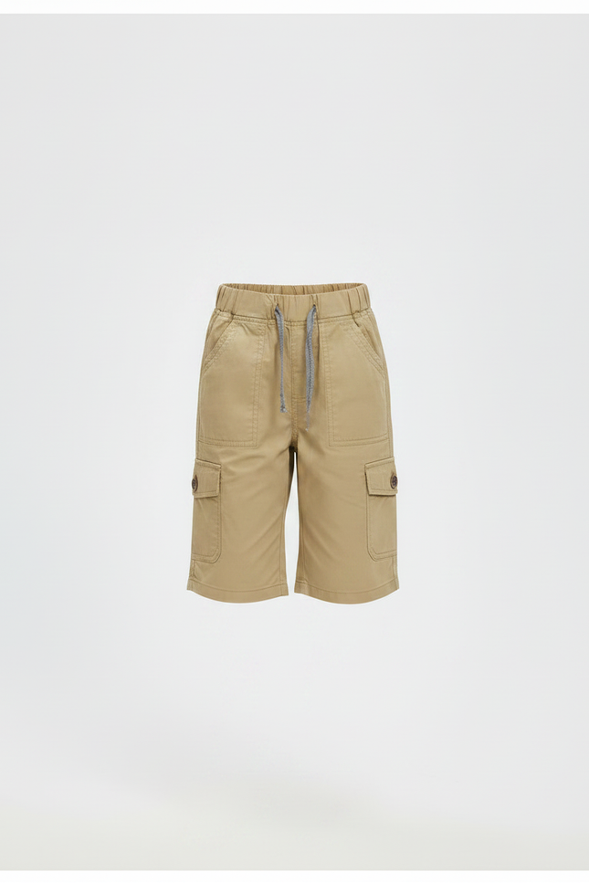 Pantalon Randonnée Kaki Cargo Ample Enfant Cordon - Toile - vue 3