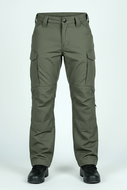 Pantalon Randonnée Vert Militaire Cargo Enfant Résistant - Kaki Toile - vue 3