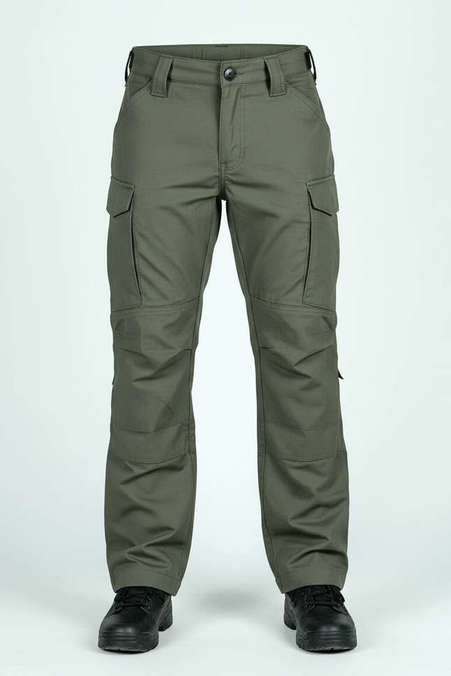 Pantalon Randonnée Vert Militaire Cargo Enfant Résistant - Kaki Toile - vue 3