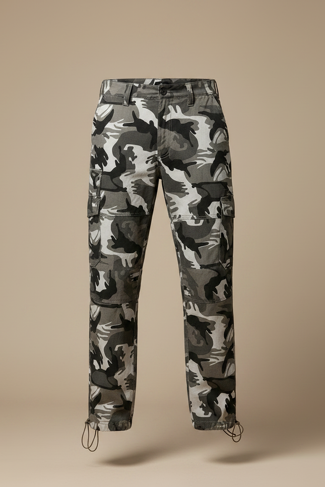 Pantalon Randonnée Camouflage Gris Cargo Ample Homme - Coton - vue 3