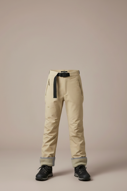 Pantalon Randonnée Beige Imperméable Enfant Doublé Polaire - Polyester - vue 3