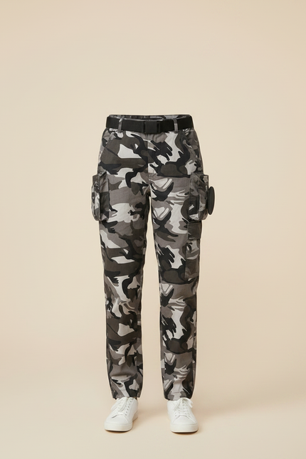 Pantalon Randonnée Camouflage Urbain Multipoches Enfant - Multicolore Toile - vue 3
