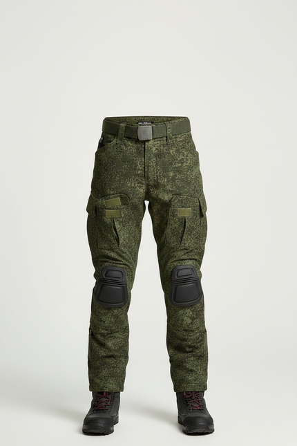 Pantalon Randonnée Camouflage Militaire Enfant Renforcé Genoux - Vert Toile - vue 3