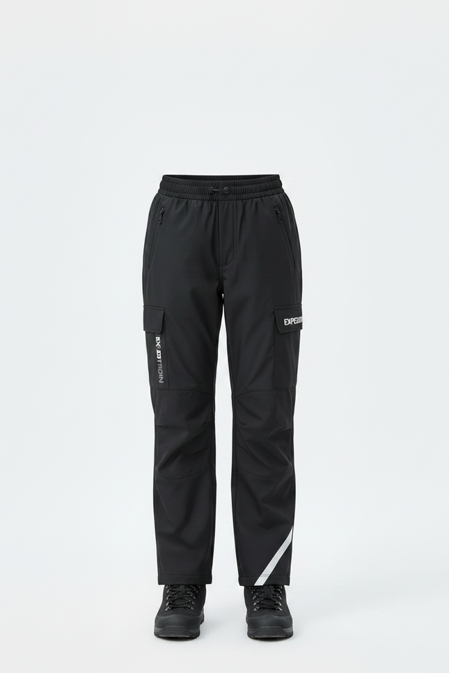 Pantalon Randonnée Noir Cargo Enfant Imperméable Réfléchissant - Polyester - vue 3