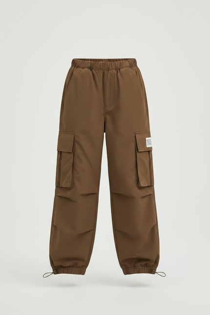 Pantalon Randonnée Kaki Cargo Ample Enfant Robuste - Polyester - vue 3