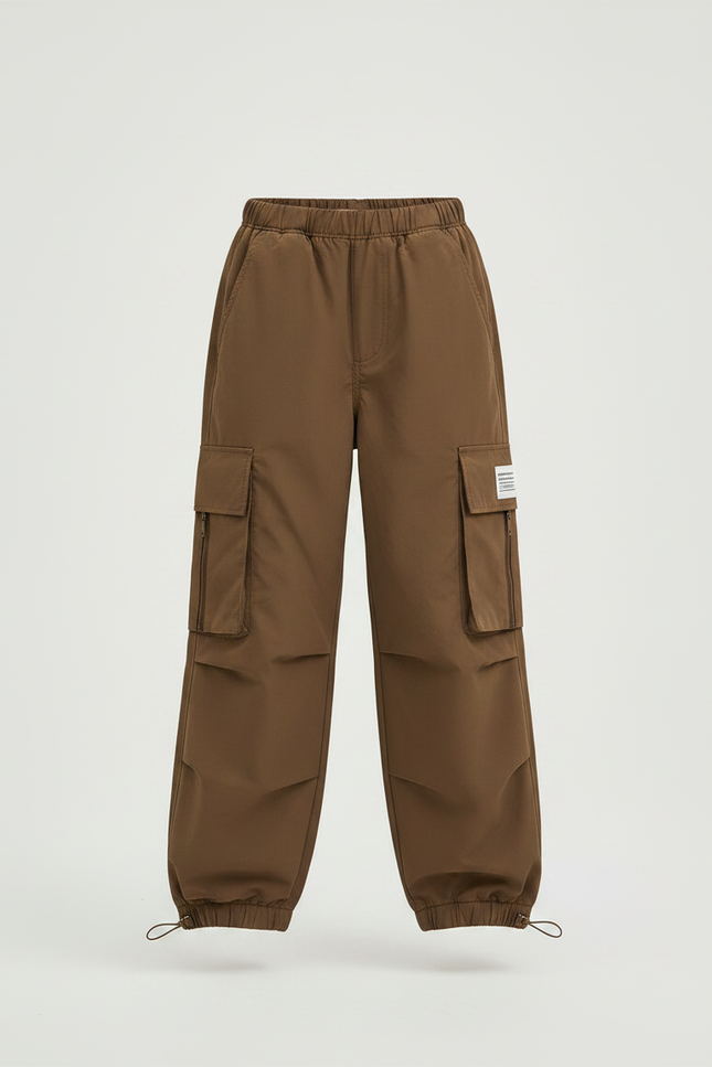 Pantalon Randonnée Kaki Cargo Ample Enfant Robuste - Polyester - vue 3