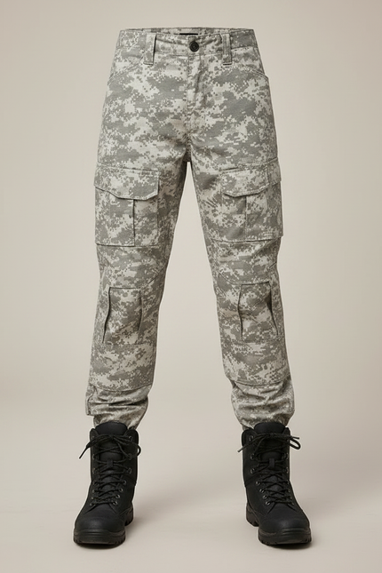 Pantalon Randonnée Camouflage Gris Cargo Multipoches Enfant - Toile - vue 3