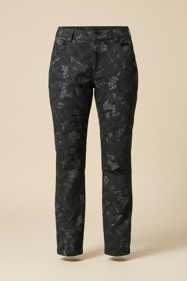 Pantalon Randonnée Camouflage Femme Slim Imperméable - Noir Polyester - vue 3