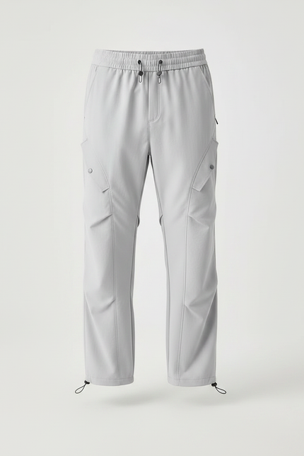 Pantalon Randonnée Gris Clair Cargo Ample Cordon Homme - Polyester - vue 3