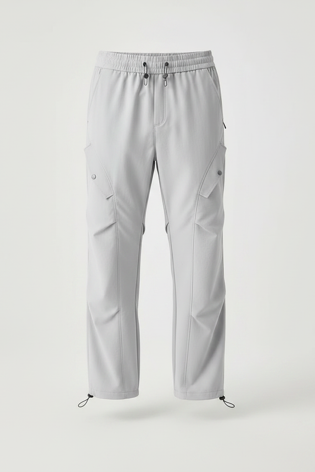 Pantalon Randonnée Gris Clair Cargo Ample Cordon Homme - Polyester - vue 3