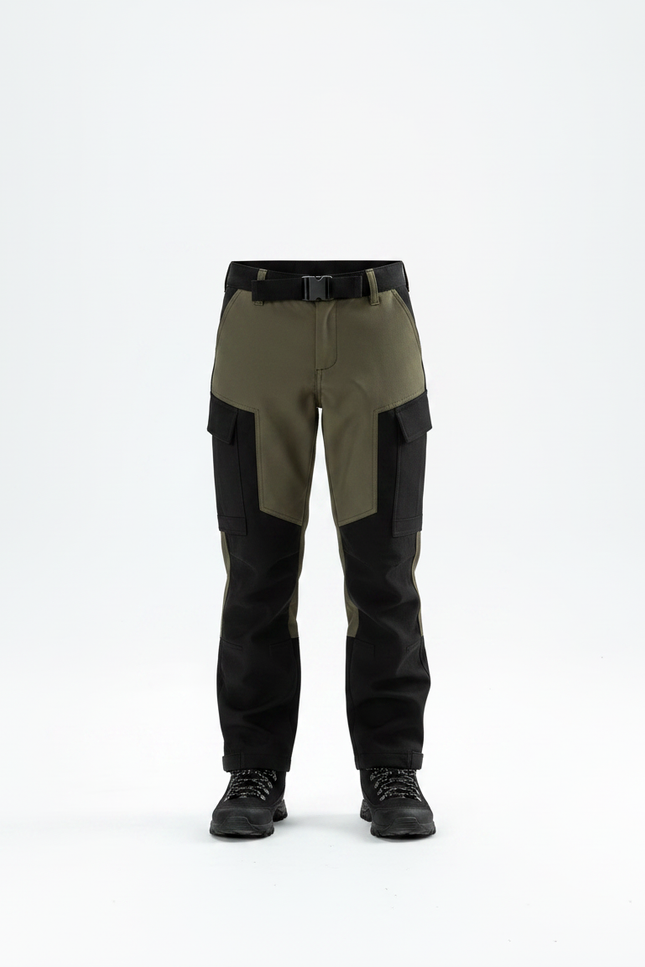 Pantalon Randonnée Kaki Noir Multipoches Enfant Robuste - Multicolore Polyester - vue 3
