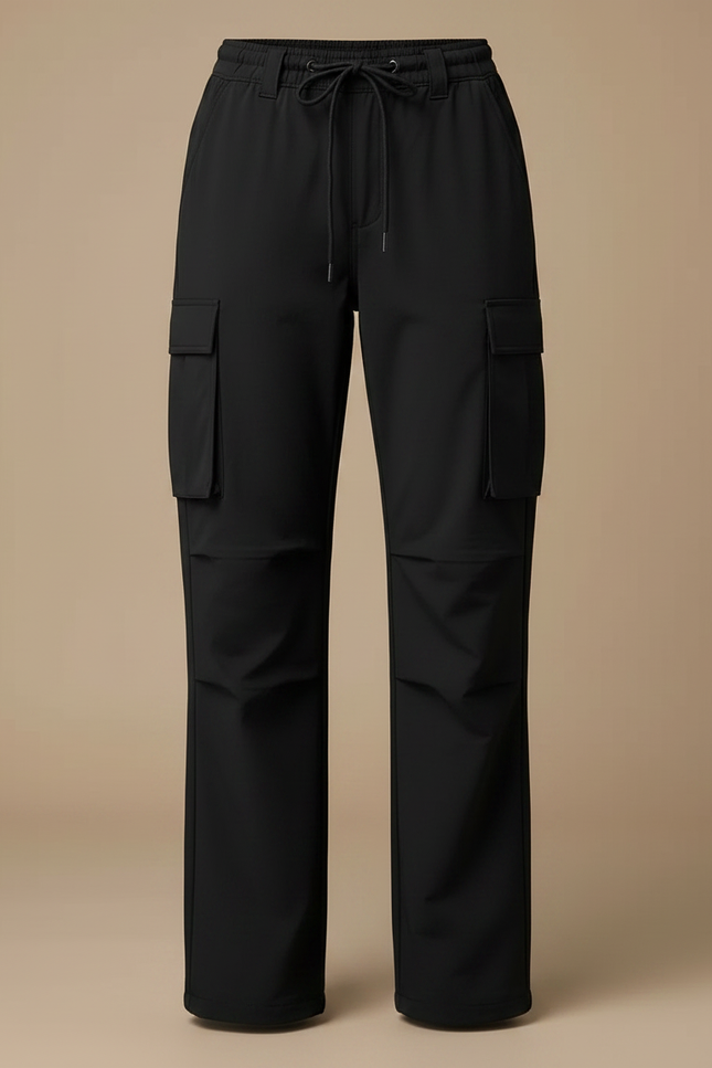 Pantalon Randonnée Noir Cargo Fluide Cordon Femme - Polyester - vue 3