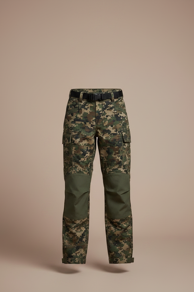 Pantalon Randonnée Camouflage Vert Genoux Renforcés Enfant - Polyester - vue 3