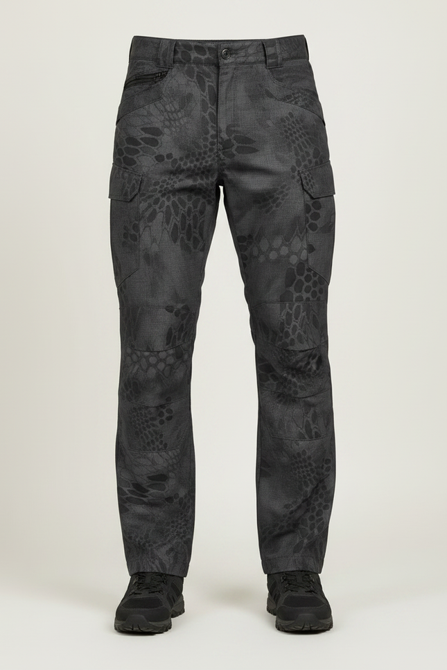 Pantalon Randonnée Gris Camouflage Tactique Multi-Poches Homme - Polyester - vue 3
