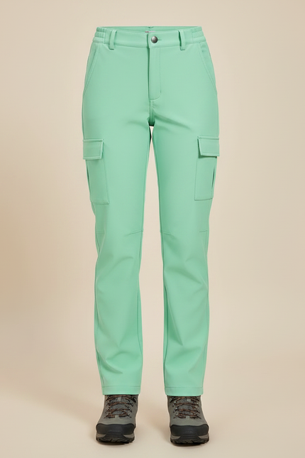 Pantalon Randonnée Vert Menthe Cargo Imperméable Femme - Polyester - vue 3