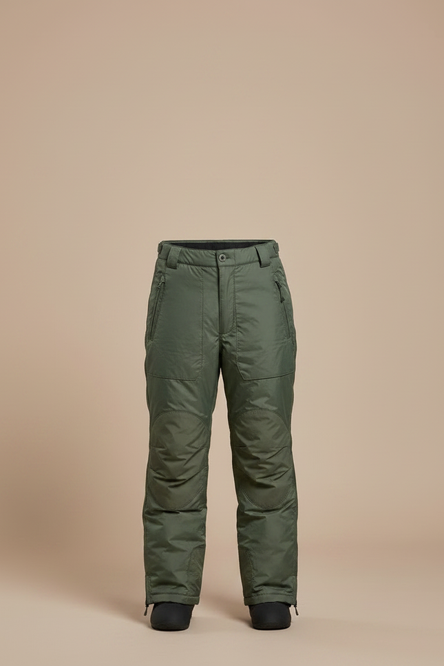 Pantalon Randonnée Vert Olive Imperméable Bretelles Enfant - Kaki Polyester - vue 3