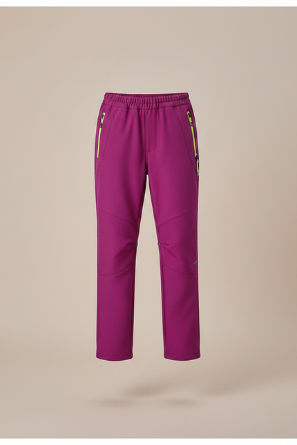 Pantalon Randonnée Violet Enfant Doublé Polaire Coupe Droite - Polyester - vue 3