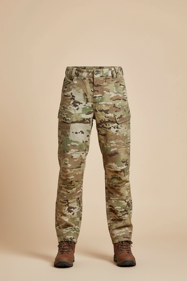Pantalon Randonnée Camouflage Multipoches Enfant Robuste - Multicolore Toile - vue 3