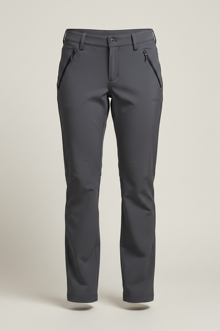 Pantalon Randonnée Femme Gris Anthracite Stretch Coupe Droite - Polyester - vue 3