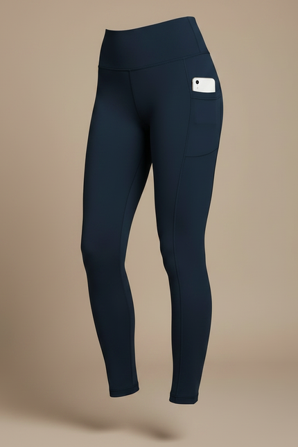 Pantalon Randonnée Femme Marine Polaire Taille Haute - Molleton - vue 3