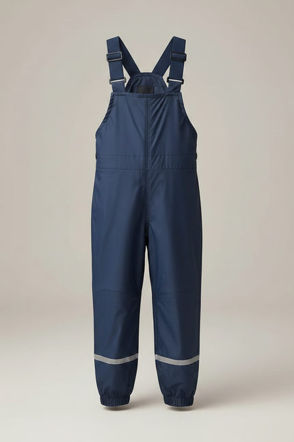 Pantalon Randonnée Imperméable Bleu Marine Bretelles Réfléchissant Enfant - Polyester - vue 3