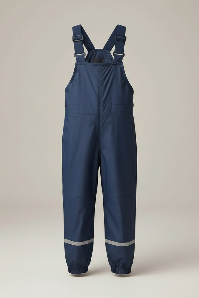 Pantalon Randonnée Imperméable Bleu Marine Bretelles Réfléchissant Enfant - Polyester - vue 3