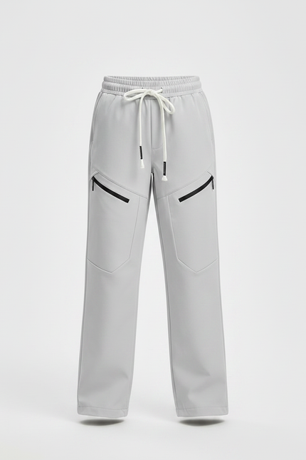 Pantalon Randonnée Gris Ample Coupe Droite Zippé - Polyester - vue 3
