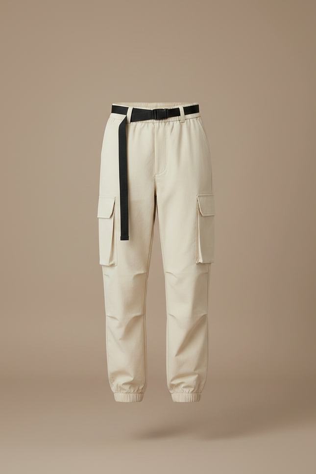 Pantalon Randonnée Beige Cargo Ample Cordon Femme - Toile - vue 3