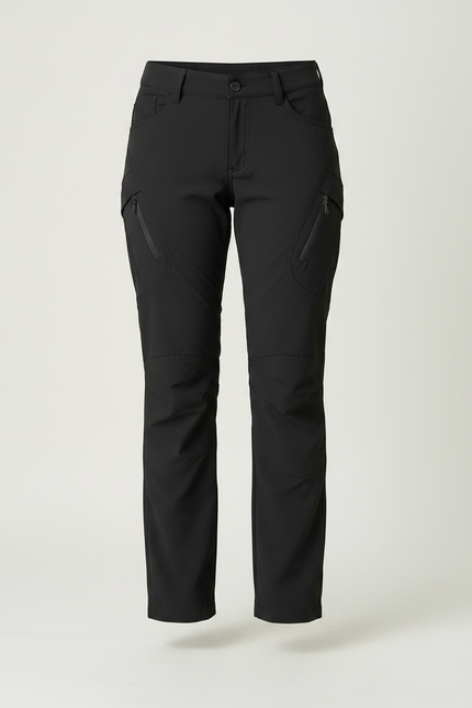 Pantalon Randonnée Noir Femme Droit Multipoches Stretch - Polyester - vue 3