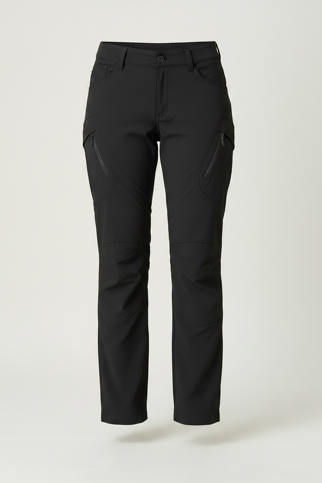 Pantalon Randonnée Noir Femme Droit Multipoches Stretch - Polyester - vue 3