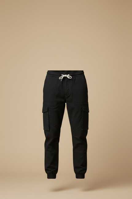 Pantalon Randonnée Noir Cargo Jogger Coton Décontracté Homme - Toile - vue 3