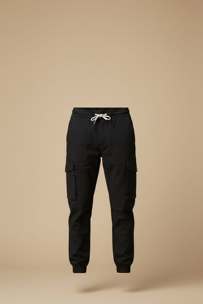 Pantalon Randonnée Noir Cargo Jogger Coton Décontracté Homme - Toile - vue 3