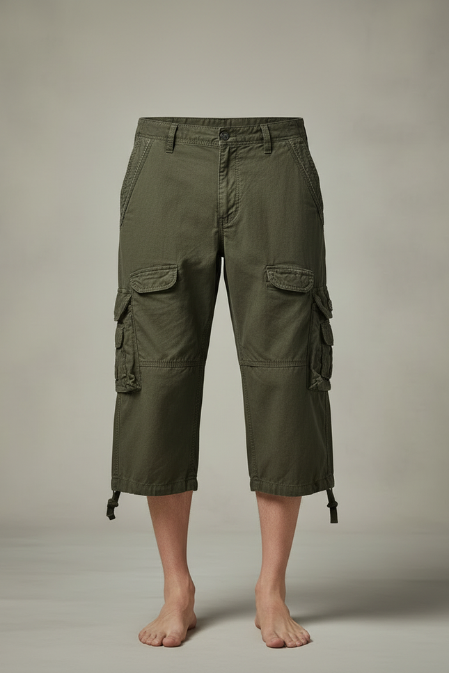 Pantalon Randonnée Kaki Cargo Court Homme Coton - vue 3