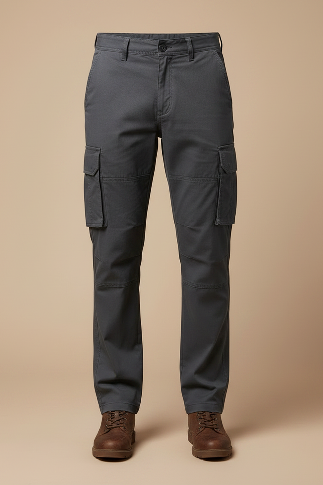 Pantalon Randonnée Gris Coton Cargo Droit Homme - vue 3