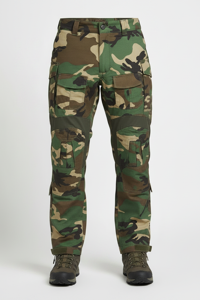 Pantalon Randonnée Camouflage Homme Tactique Multi-Poches Renforcé - Multicolore Toile - vue 3