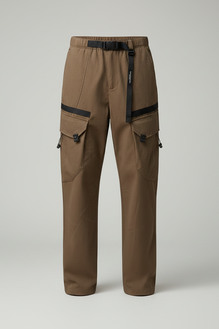 Pantalon Randonnée Cargo Marron Homme Ample Multi-Poches - Kaki Toile - vue 3