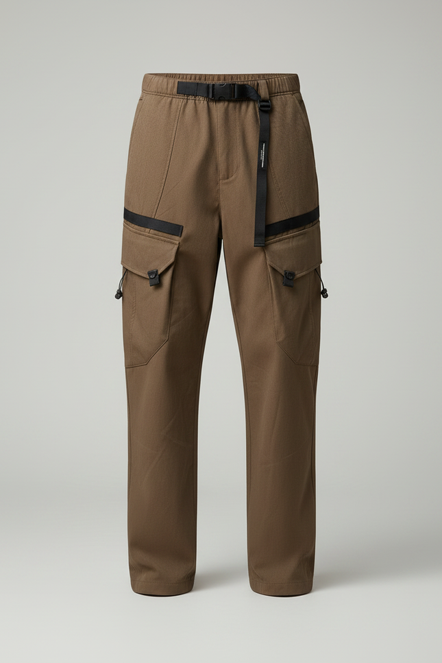 Pantalon Randonnée Cargo Marron Homme Ample Multi-Poches - Kaki Toile - vue 3