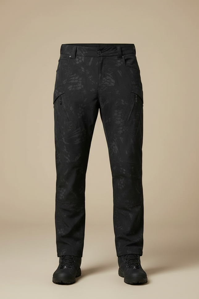 Pantalon Randonnée Noir Motif Camouflage Multi-Poches Homme - Polyester - vue 3