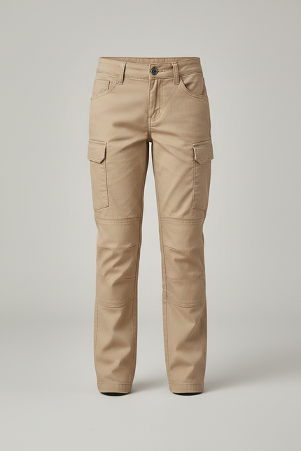 Pantalon Randonnée Kaki Multipoches Coupe Droite Enfant - Toile - vue 3