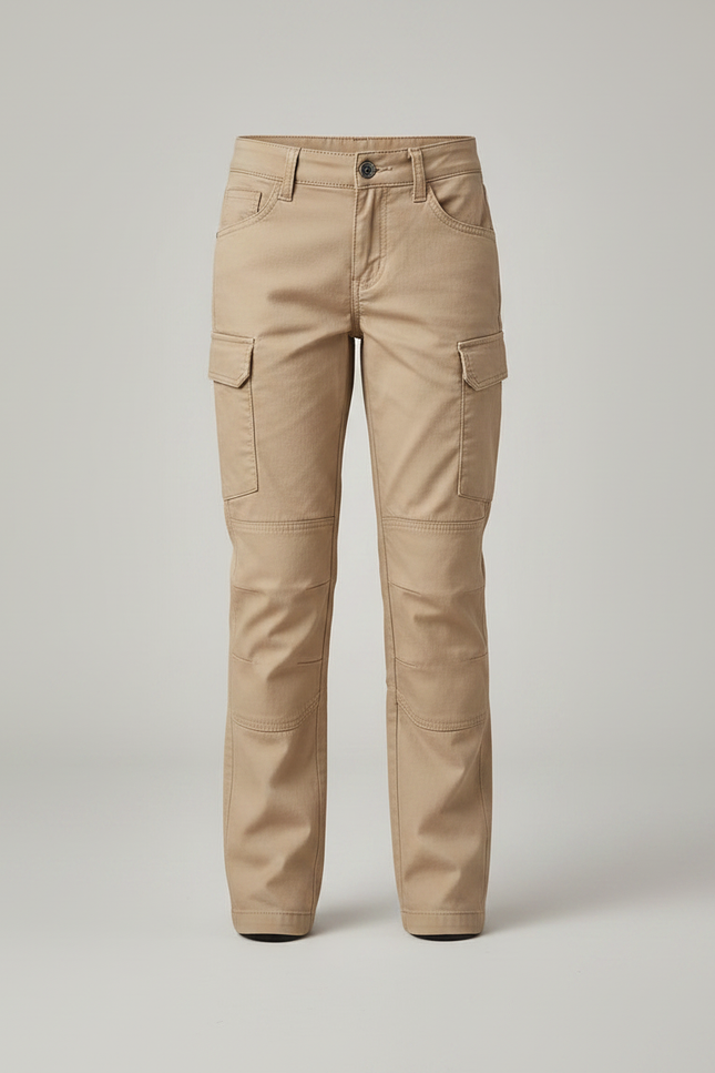 Pantalon Randonnée Kaki Multipoches Coupe Droite Enfant - Toile - vue 3