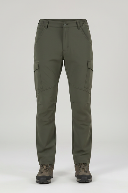 Pantalon Randonnée Vert Militaire Cargo Doublé Homme - Kaki Polyester - vue 3