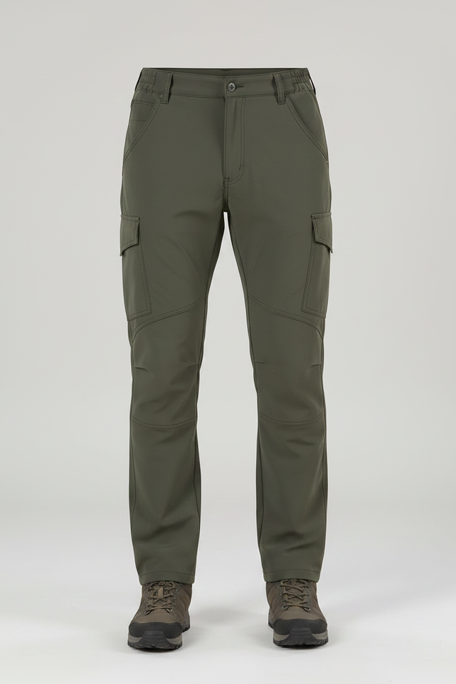 Pantalon Randonnée Vert Militaire Cargo Doublé Homme - Kaki Polyester - vue 3