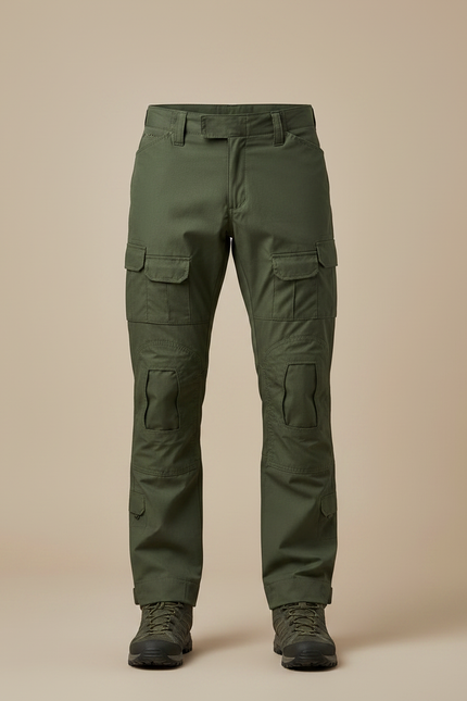 Pantalon Randonnée Cargo Vert Multipoches Homme Tactique - Polyester - vue 3