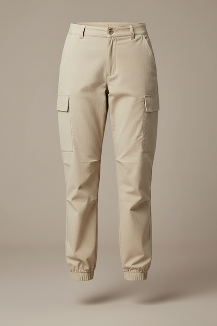 Pantalon Randonnée Beige Cargo Ample Cordon Élastique Femme - Polyester - vue 3