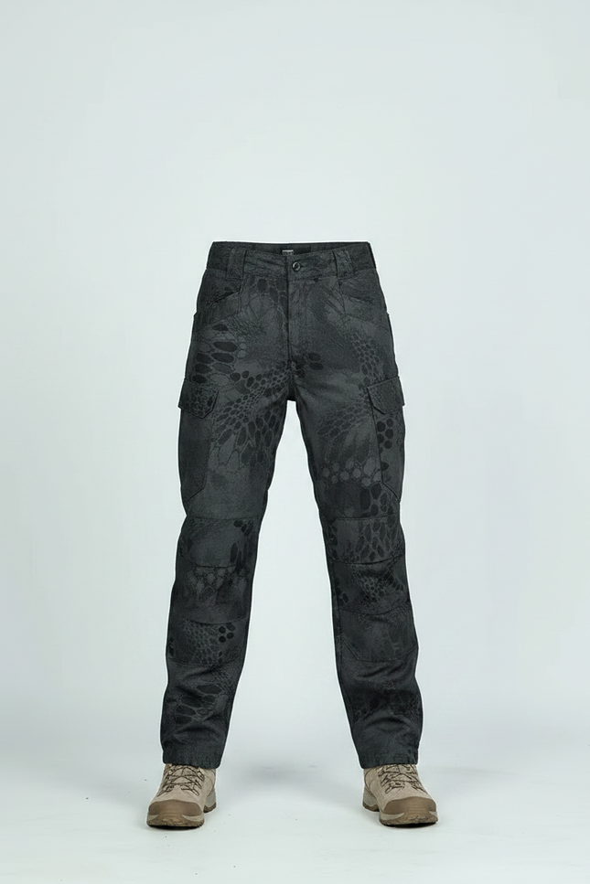 Pantalon Randonnée Noir Camouflage Enfant Multipoches Durable - Toile - vue 3