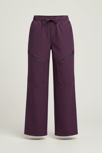 Pantalon Randonnée Violet Ample Zippé Cordon - Polyester - vue 3